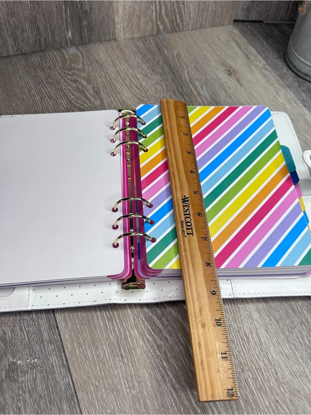 The Paper Studio 52 Agenda Rainbow-Striped Compact Planner Binder Organizer 6x8